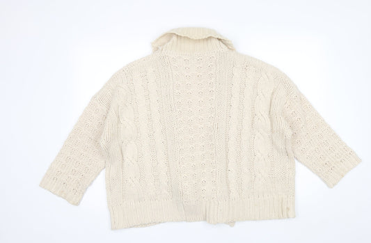 Debenhams Womens Ivory Collared  Acrylic Cardigan Jumper Size 14