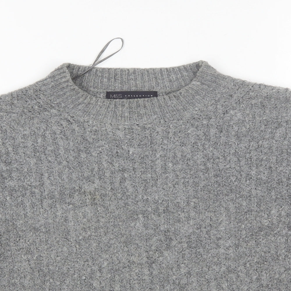 Marks and Spencer Womens Grey Roll Neck  Acrylic Pullover Jumper Size S