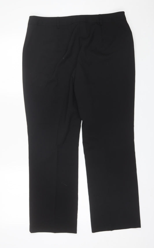 Papaya Womens Black  Polyester Dress Pants Trousers Size 14 L27 in Regular