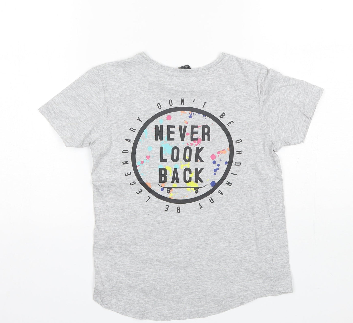 George Boys Grey  Cotton Basic T-Shirt Size 7-8 Years Round Neck
