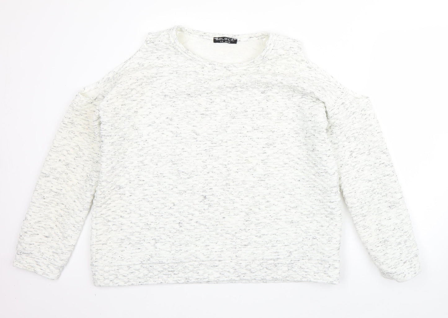 Select Womens White Round Neck  Polyester Pullover Jumper Size 18