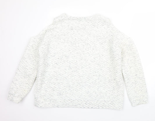 Select Womens White Round Neck  Polyester Pullover Jumper Size 18