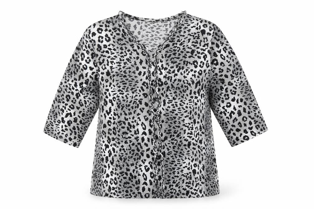 CANDA Womens Multicoloured Animal Print  Basic T-Shirt Size XL V-Neck