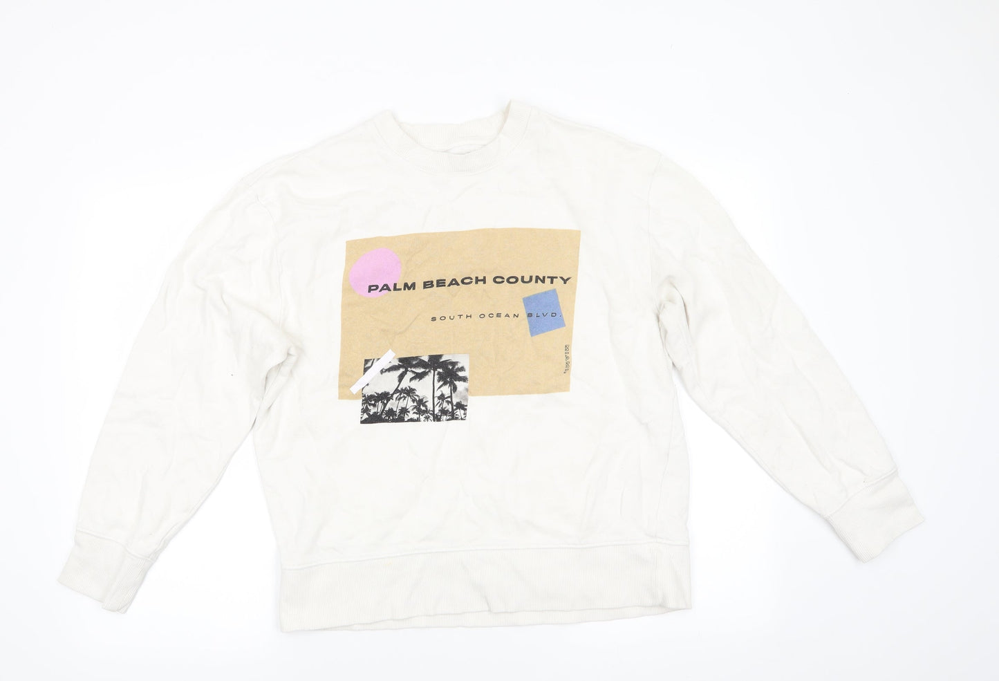 Topman Mens White  Cotton Pullover Sweatshirt Size S   - Palm Beach County
