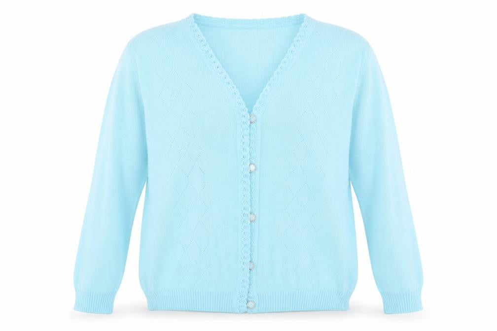 Merry Gold Womens Blue Round Neck  Acrylic Cardigan Jumper Size M