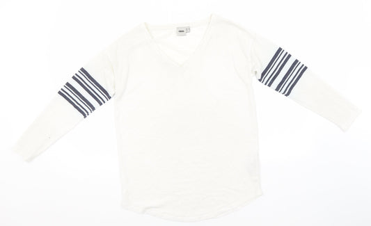ASOS Womens White V-Neck  Polyester Pullover Jumper Size 10