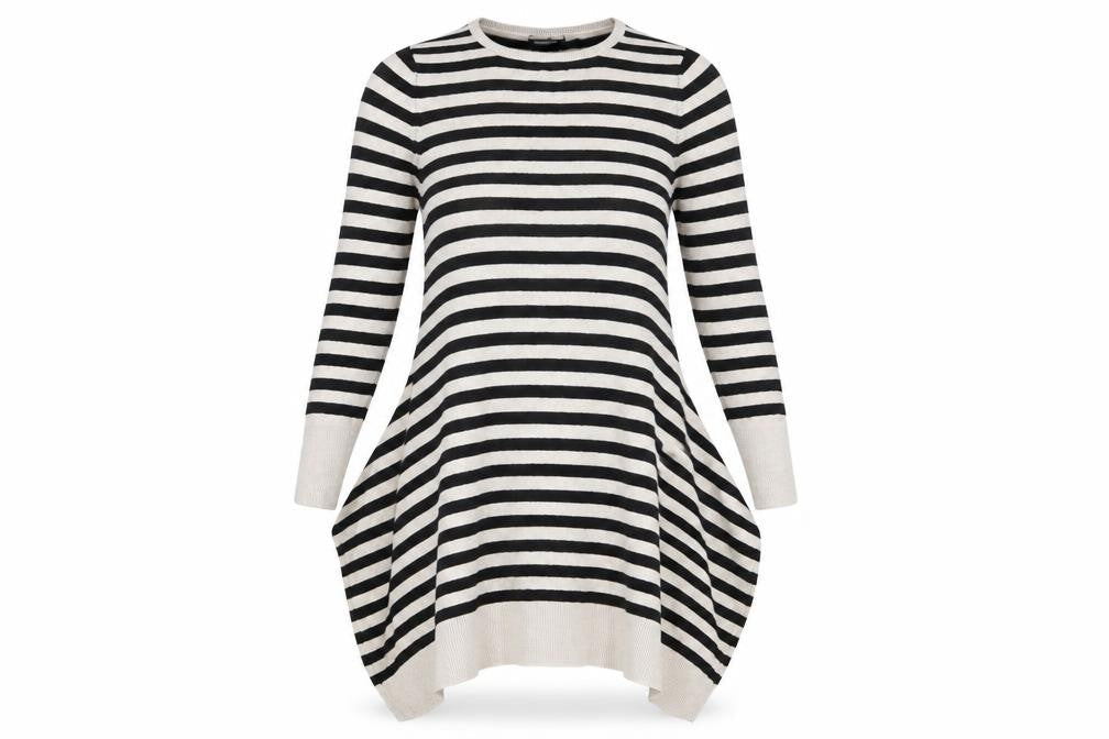 Atmosphere Womens Black Striped Viscose T-Shirt Dress  Size 8  Round Neck