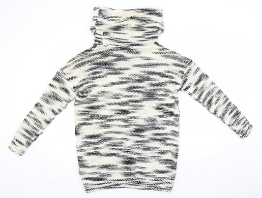 Even & Odd Womens Ivory Roll Neck Striped Acrylic Pullover Jumper Size M