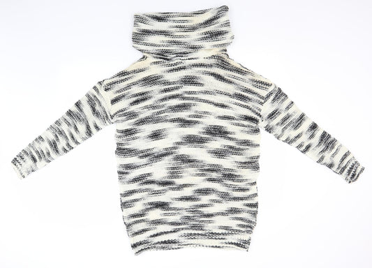 Even & Odd Womens Ivory Roll Neck Striped Acrylic Pullover Jumper Size M