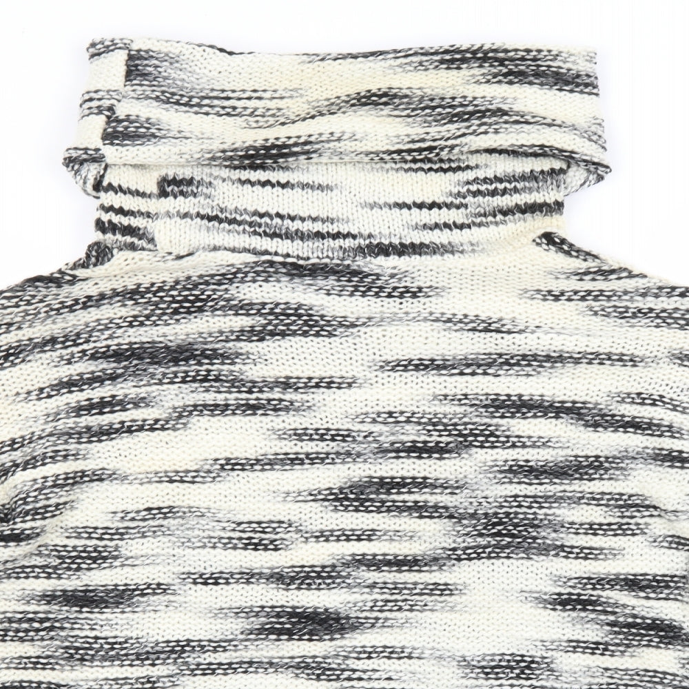 Even & Odd Womens Ivory Roll Neck Striped Acrylic Pullover Jumper Size M