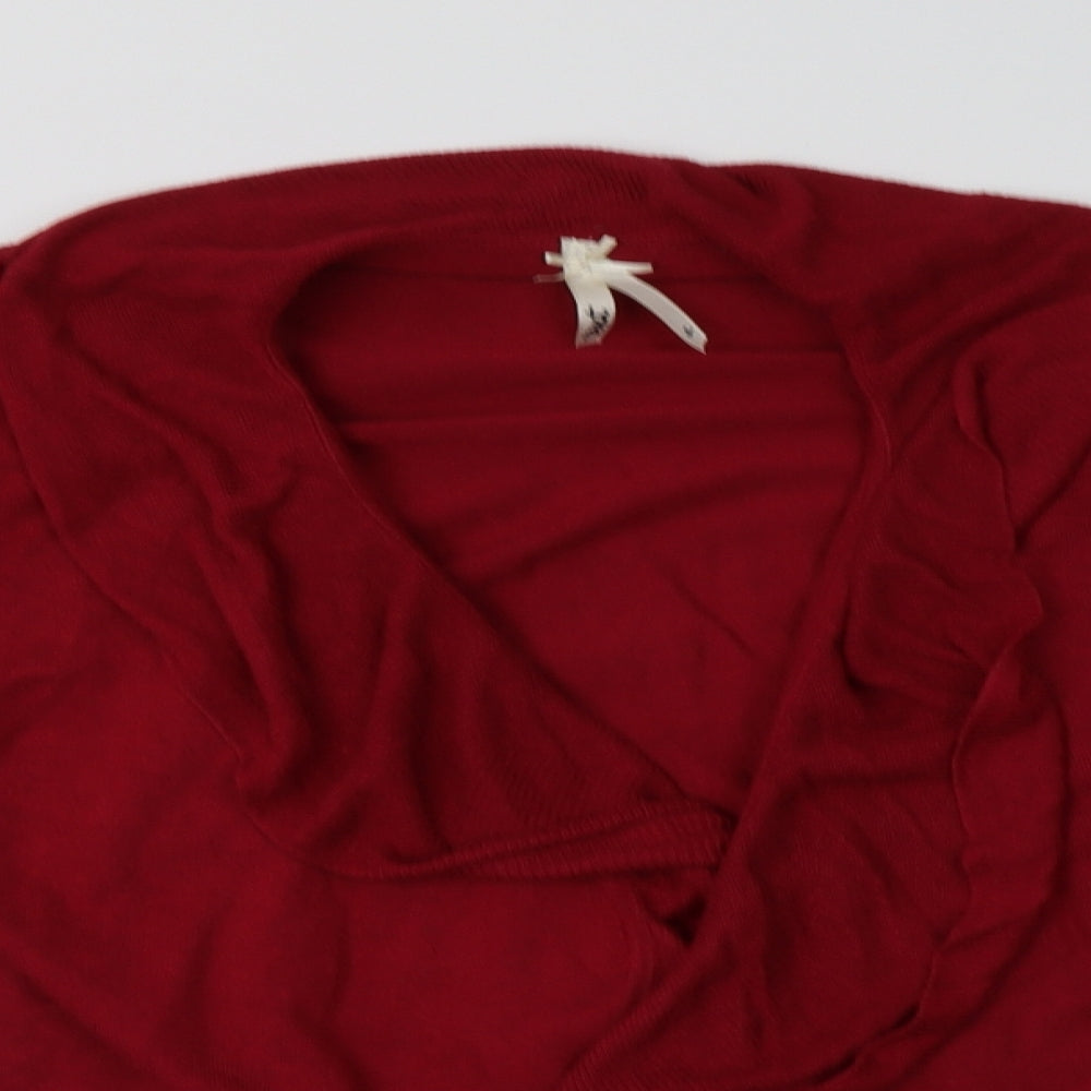 NEXT Womens Red V-Neck  Viscose Cardigan Jumper Size S