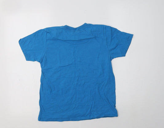Gildan Girls Blue  Cotton Basic Polo Size 12-13 Years Crew Neck  - Big Sister