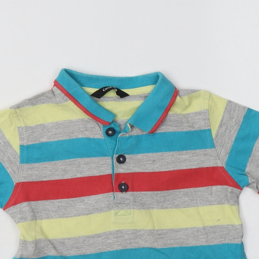 George Boys Multicoloured Striped Cotton Basic Polo Size 2-3 Years Collared