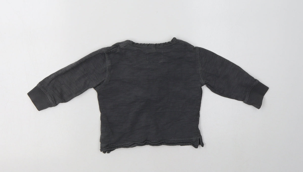 NEXT Baby Grey  Cotton Basic T-Shirt Size 9-12 Months Henley