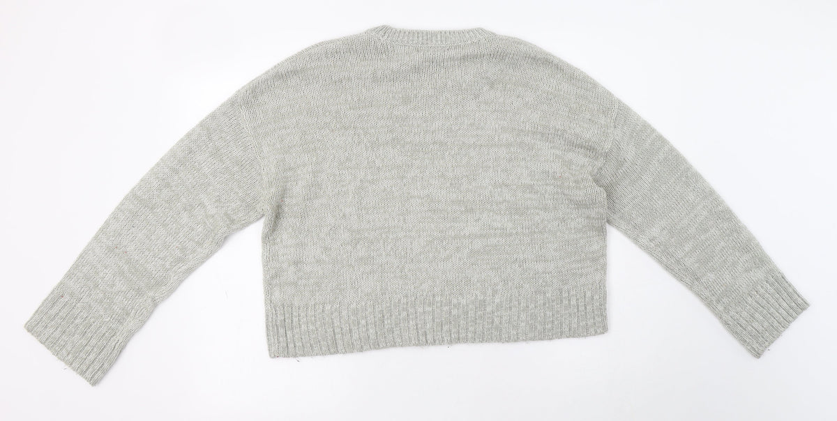 New Look Womens Grey Crew Neck  Acrylic Pullover Jumper Size L