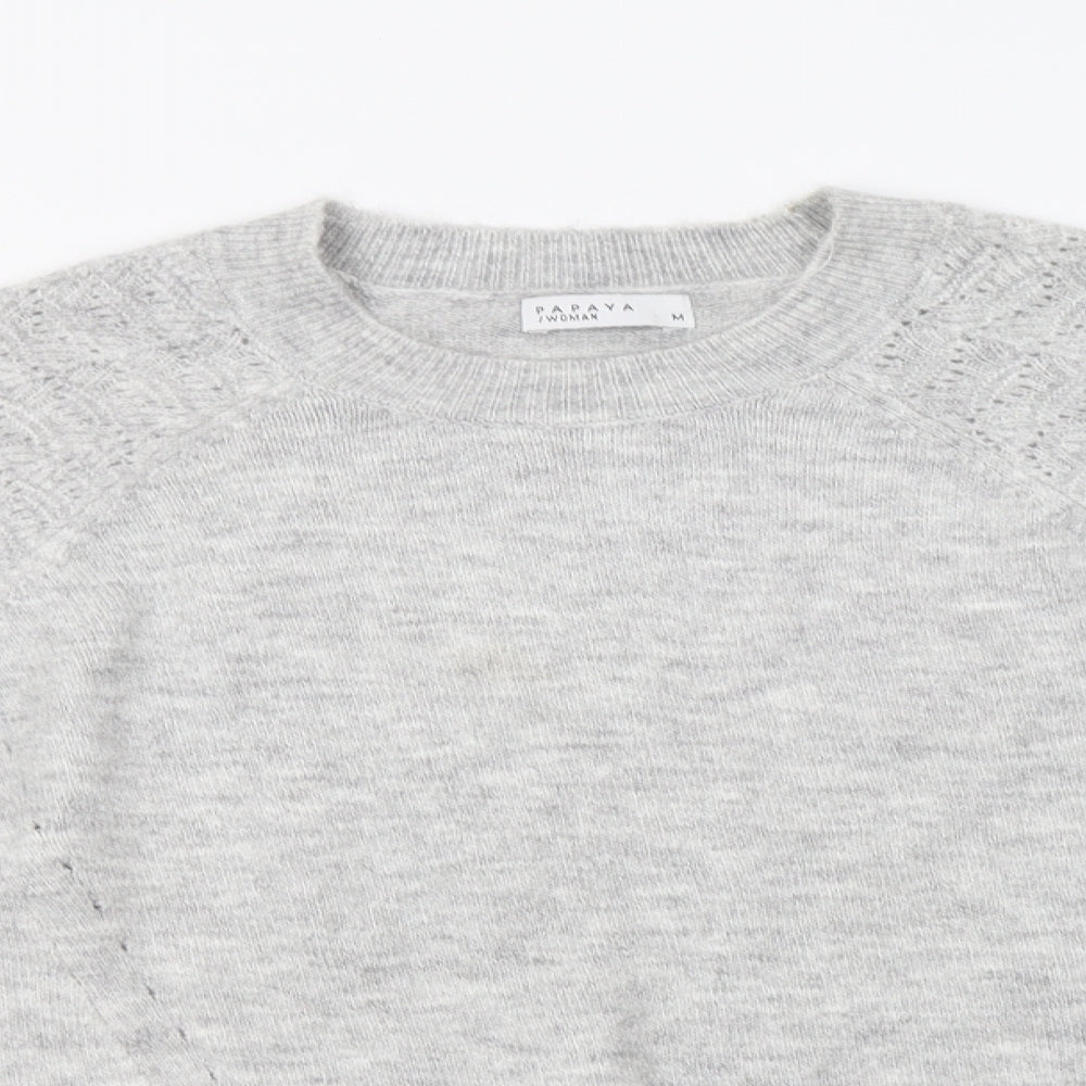 Papaya Womens Grey Collared  Acrylic Pullover Jumper Size M