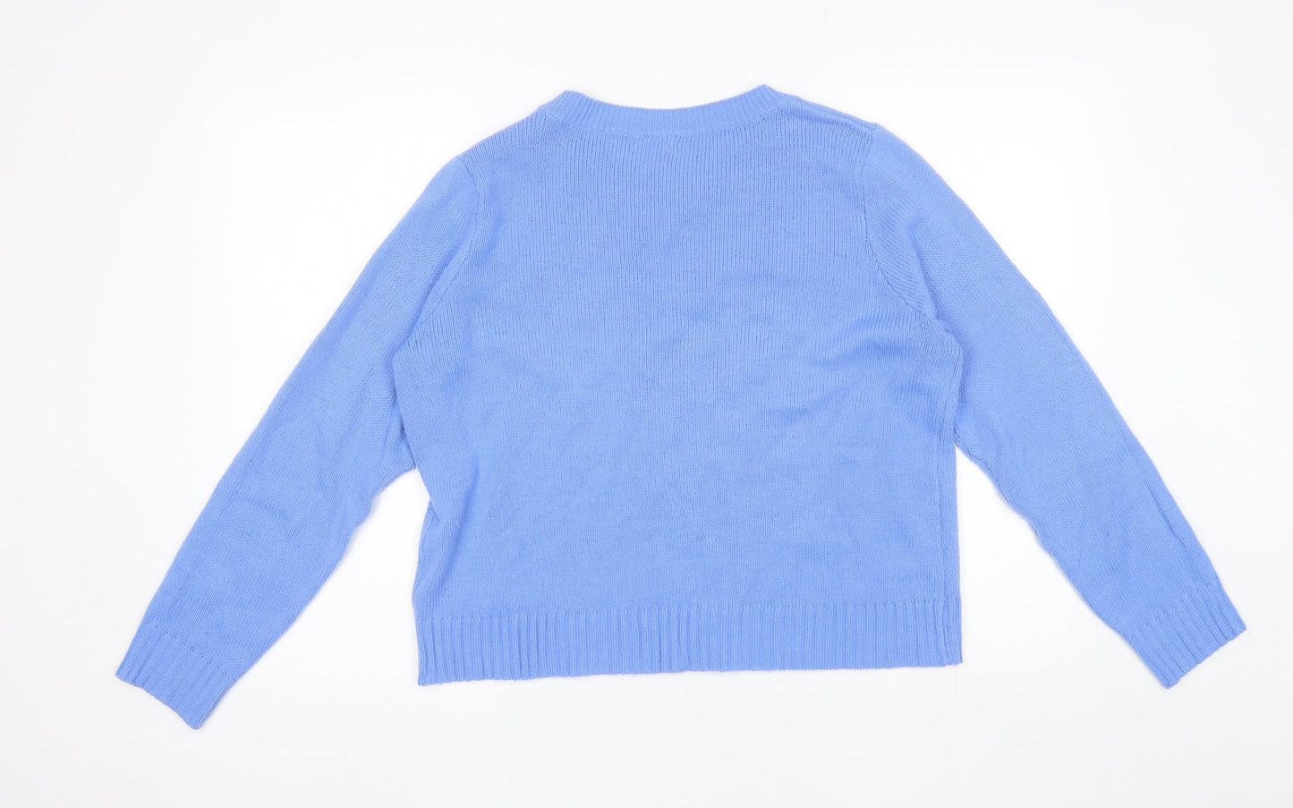 Divided Womens Blue Round Neck  Acrylic Pullover Jumper Size M