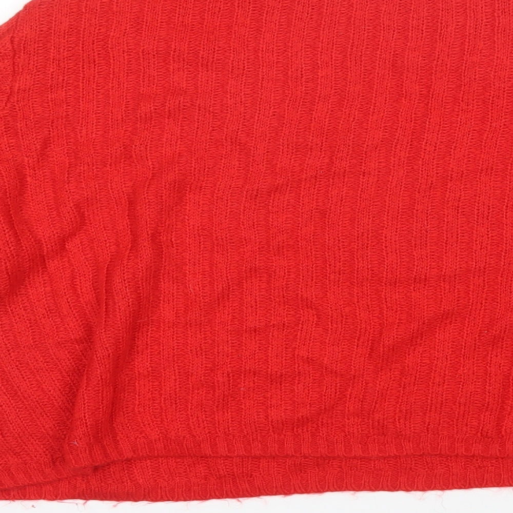 Divided Womens Red Mock Neck  Acrylic Pullover Jumper Size L
