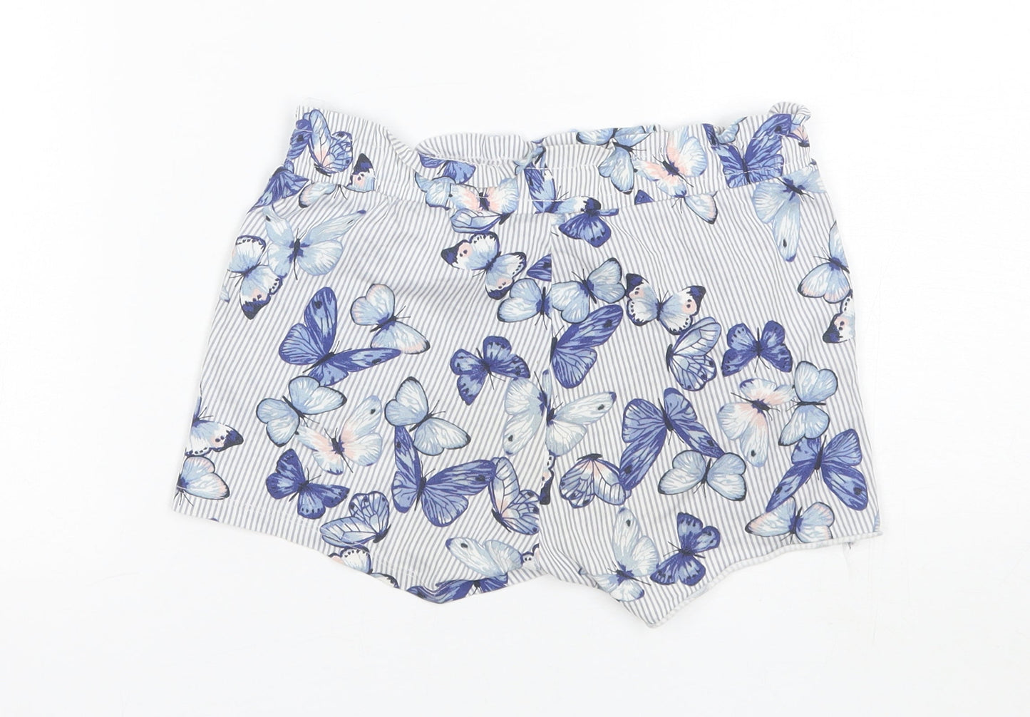 H&M Girls Blue Striped Cotton Culotte Shorts Size 6-7 Years  Regular