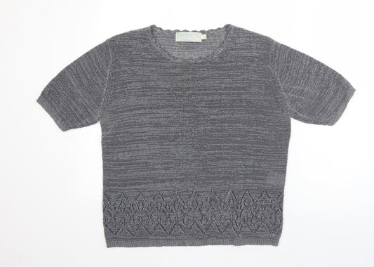 Compliments Womens Grey Round Neck  Viscose Pullover Jumper Size M