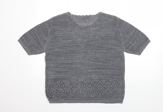 Compliments Womens Grey Round Neck  Viscose Pullover Jumper Size M