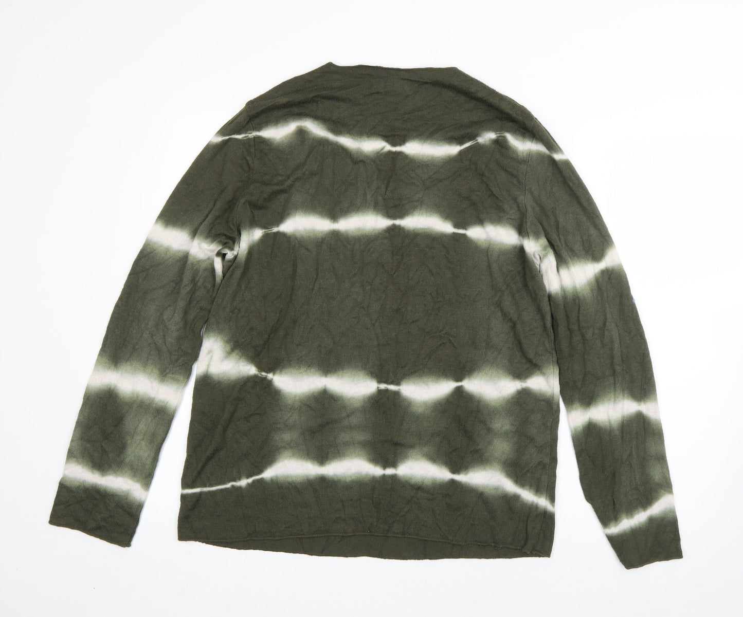 Preworn Mens Green V-Neck  Viscose Pullover Jumper Size S