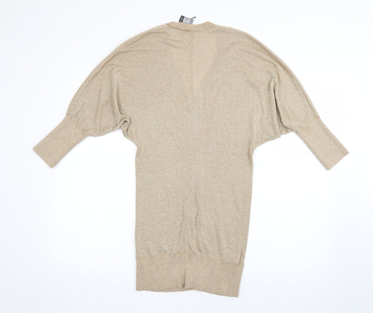 MNH Womens Beige V-Neck  Viscose Pullover Jumper Size S