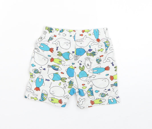 George Boys White  Cotton Sweatpants Trousers Size 12 Months   - sea animals