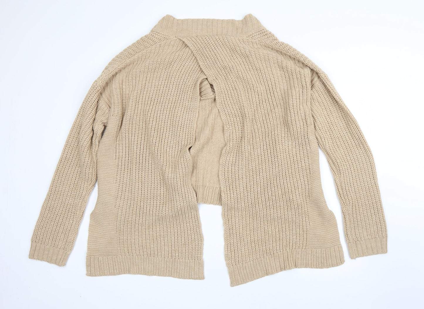 QED London Womens Beige Round Neck  Acrylic Pullover Jumper Size L