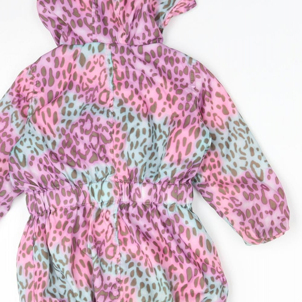 E-VIE ANGEL Girls Multicoloured Animal Print  Overcoat Coat Size 2 Years