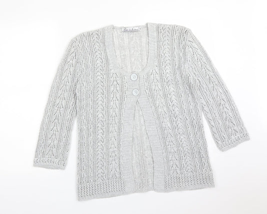 PURE & NATURAL Womens Grey Scoop Neck  Cotton Cardigan Jumper Size M