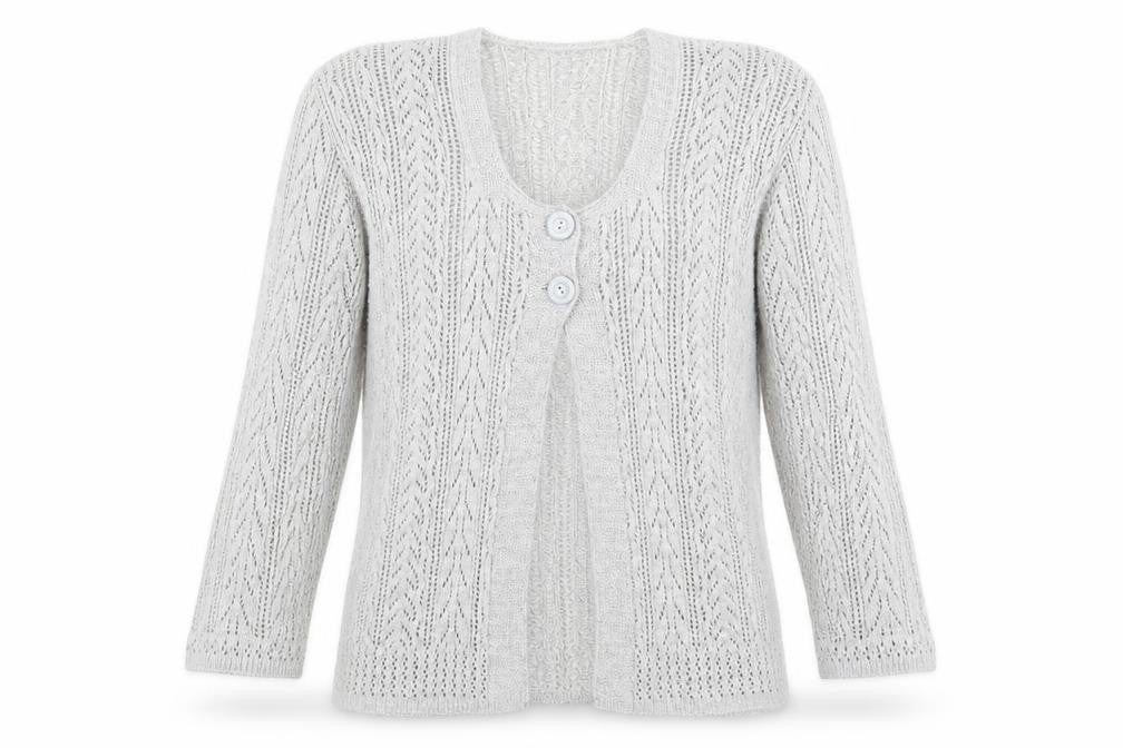 PURE & NATURAL Womens Grey Scoop Neck  Cotton Cardigan Jumper Size M
