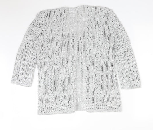 PURE & NATURAL Womens Grey Scoop Neck  Cotton Cardigan Jumper Size M