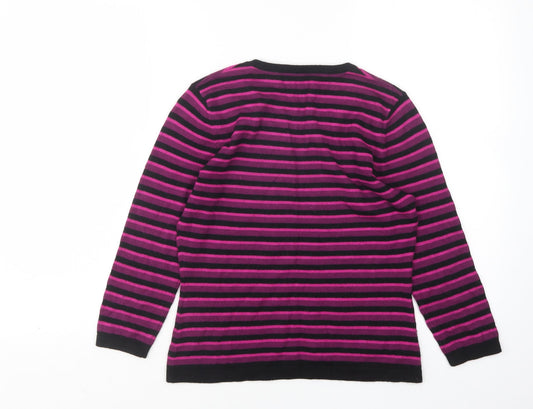 Precis Womens Multicoloured Round Neck Striped Acrylic Pullover Jumper Size S