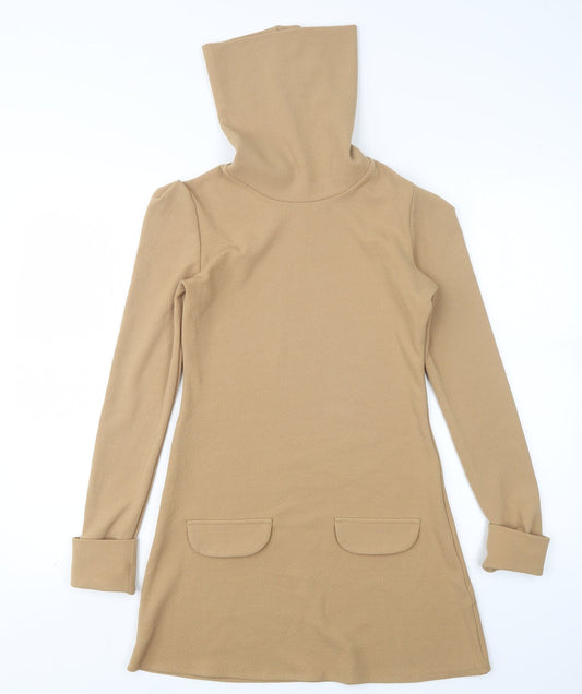 Lozana Womens Beige  Polyester A-Line  Size 8  Roll Neck