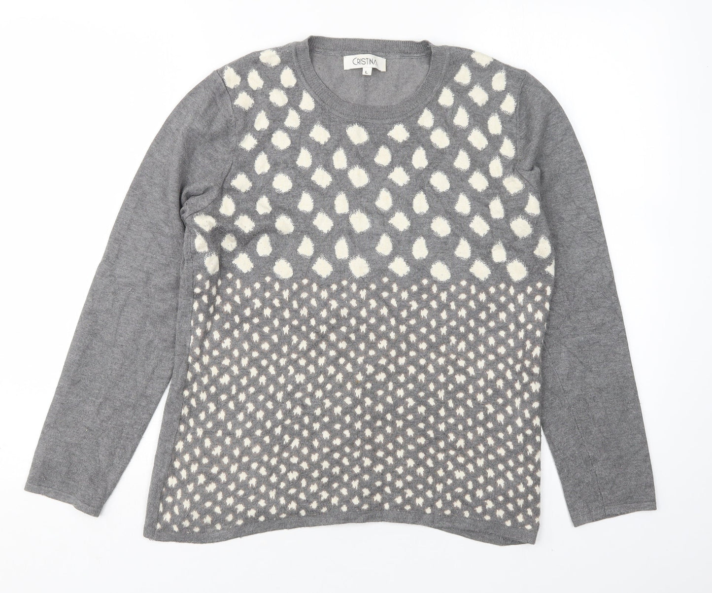 Cristina Womens Multicoloured Round Neck Animal Print Viscose Pullover Jumper Size L