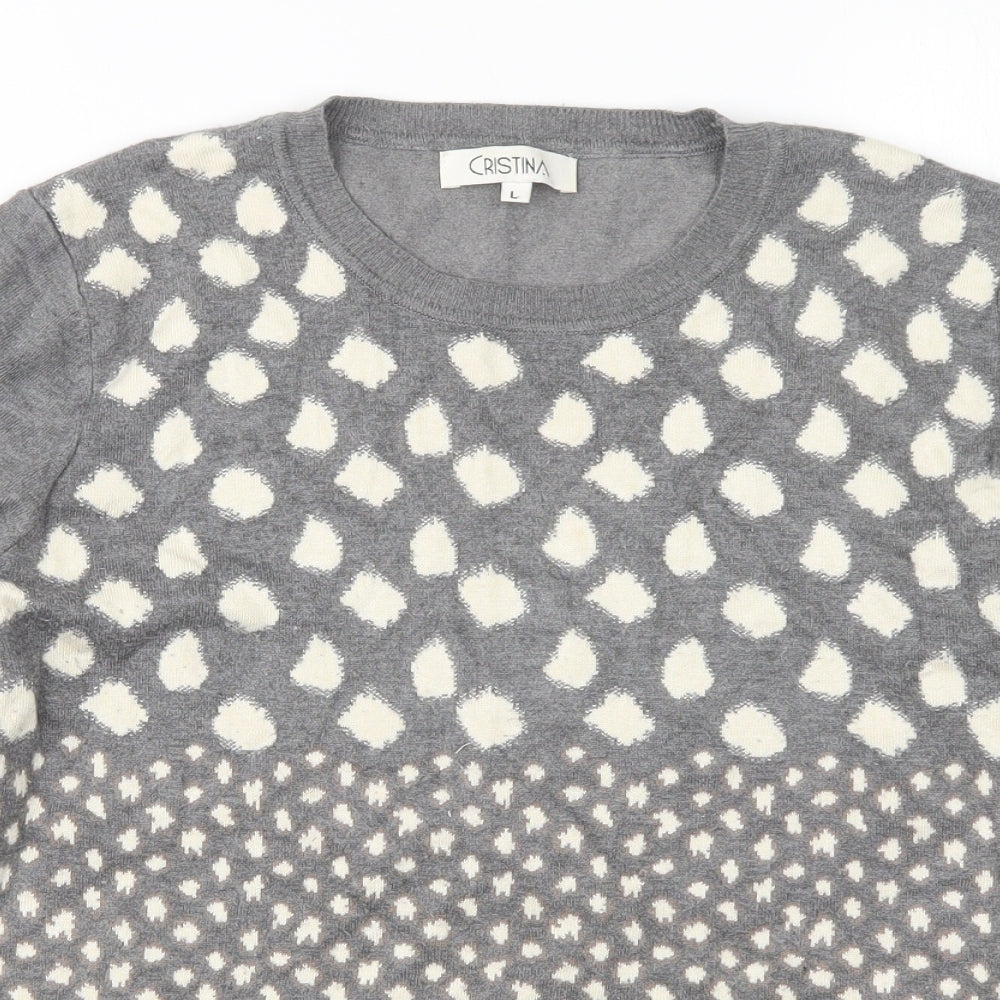 Cristina Womens Multicoloured Round Neck Animal Print Viscose Pullover Jumper Size L