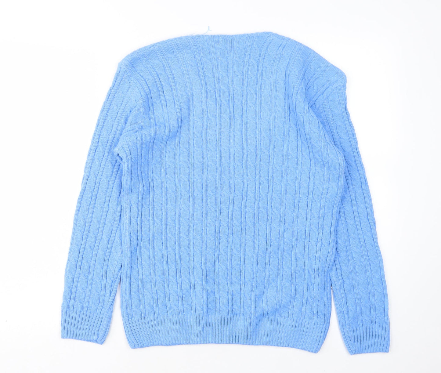 CHIC Womens Blue V-Neck  Acrylic Pullover Jumper Size S