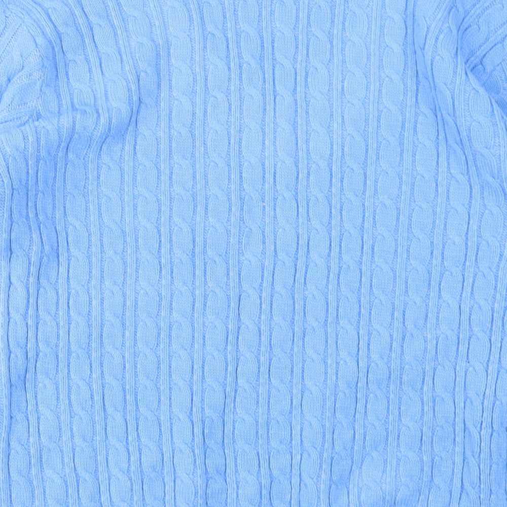 CHIC Womens Blue V-Neck  Acrylic Pullover Jumper Size S