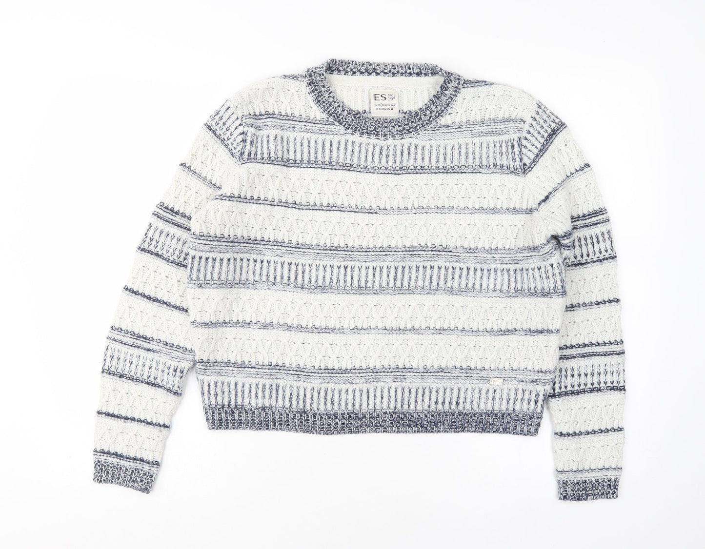 ES Womens Multicoloured Round Neck Striped Polyester Pullover Jumper Size 10