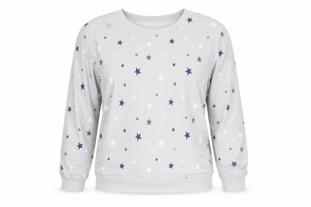 Avenue Womens Grey Geometric Polyester Top Pyjama Top Size M   - Stars