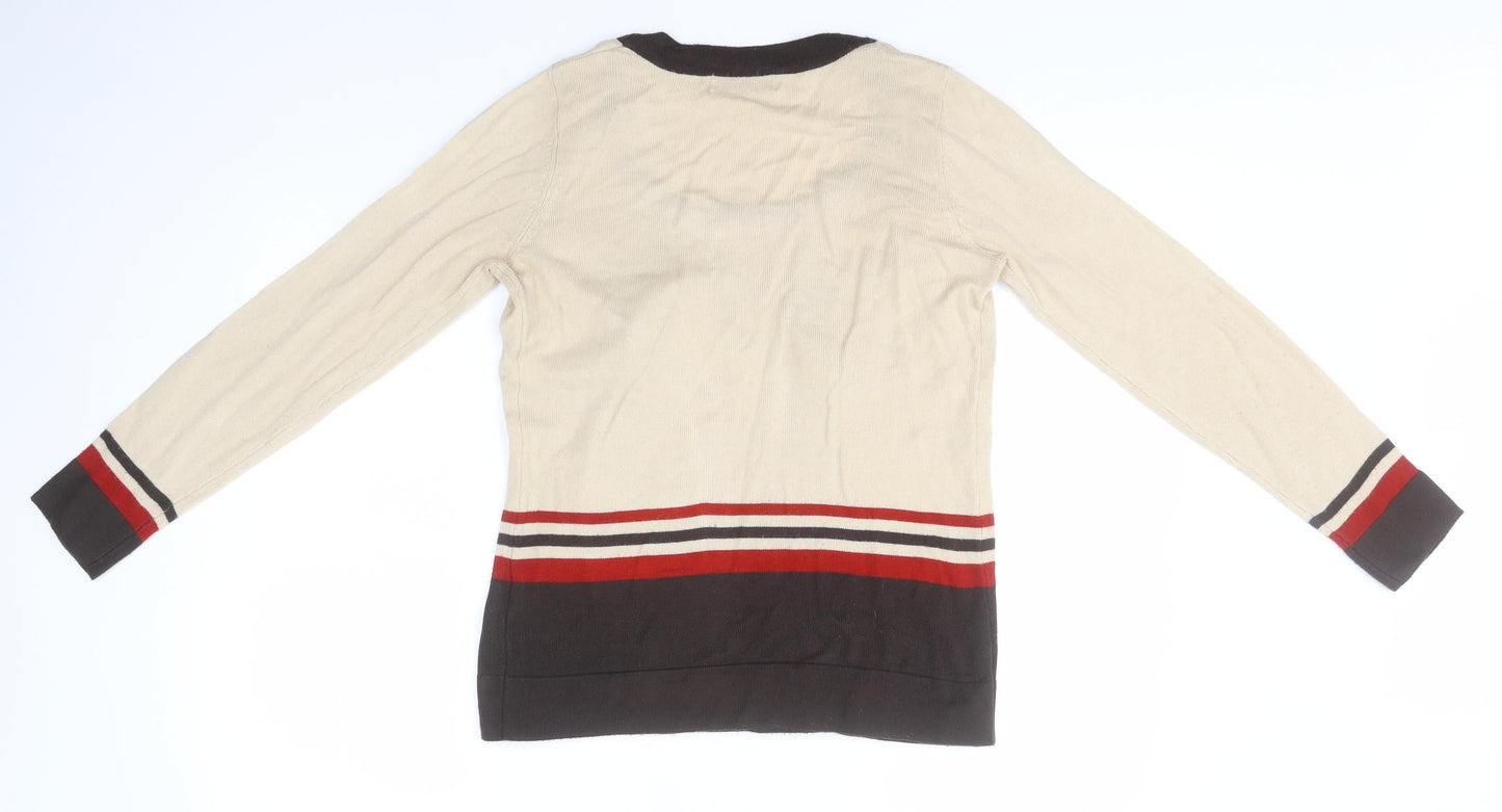 Debenhams Womens Beige Round Neck  Acrylic Pullover Jumper Size 10