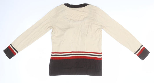 Debenhams Womens Beige Round Neck  Acrylic Pullover Jumper Size 10