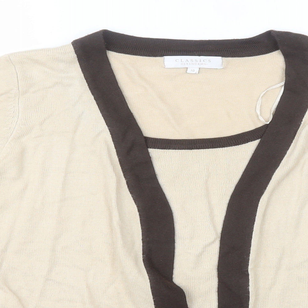 Debenhams Womens Beige Round Neck  Acrylic Pullover Jumper Size 10