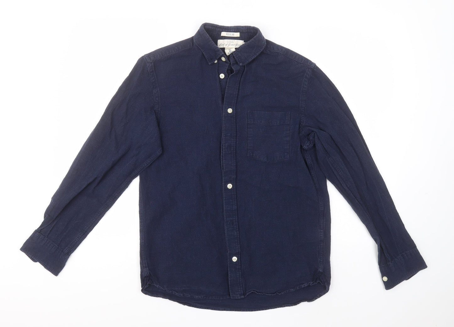 H&M Mens Blue  Cotton  Button-Up Size S Collared