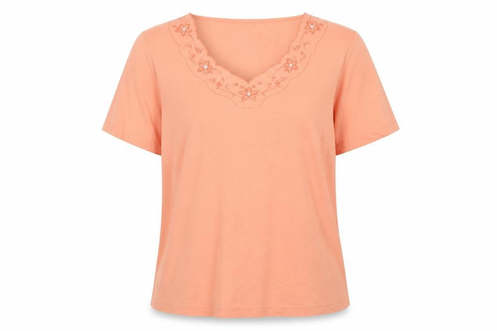 Bonmarché Womens Orange  Cotton Basic Blouse Size XL V-Neck