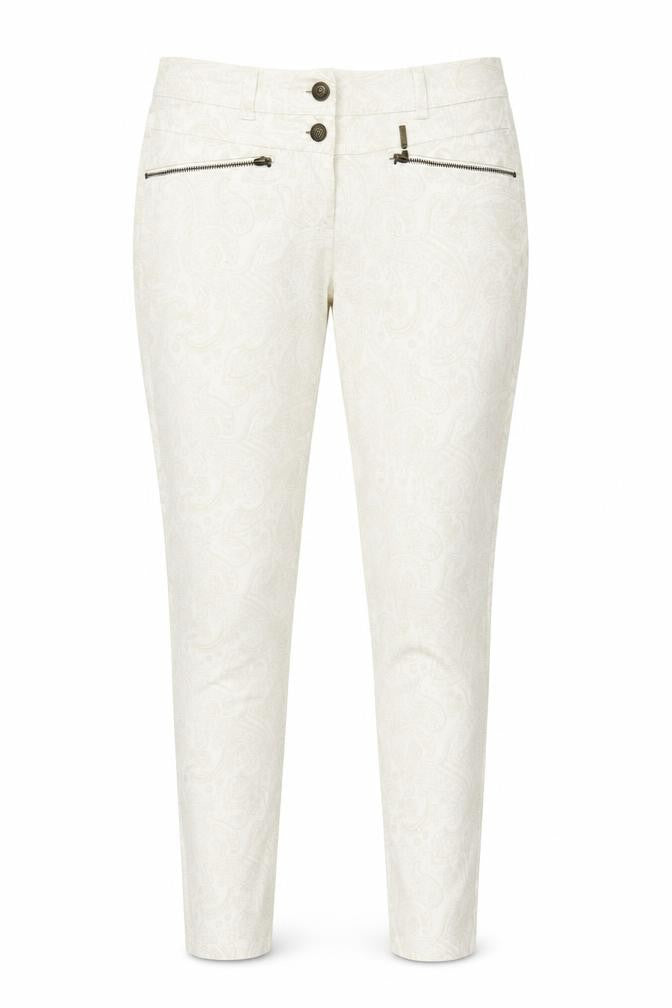 Olsen Womens Ivory Paisley Cotton Skinny Jeans Size 8 L31 in Regular Button