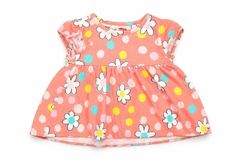 Marks and Spencer Baby Pink Polka Dot Cotton Shift  Size 3-6 Months  Round Neck