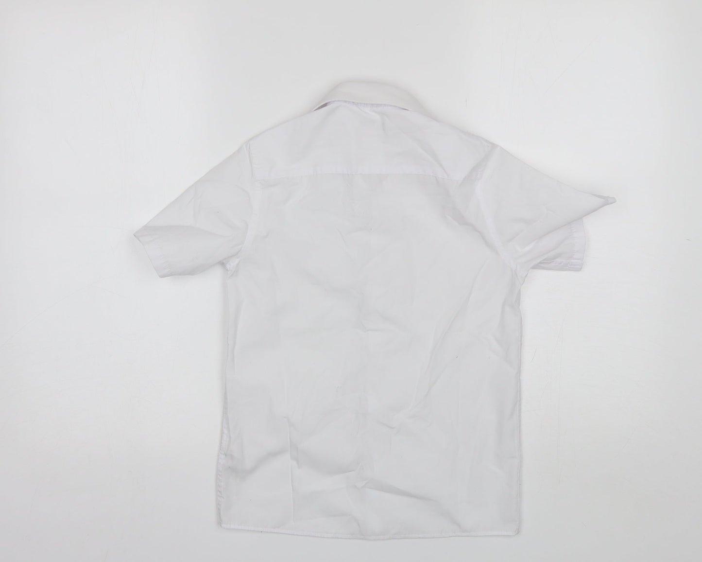 Marks and Spencer Boys White  Polyester Basic Button-Up Size 8-9 Years Collared