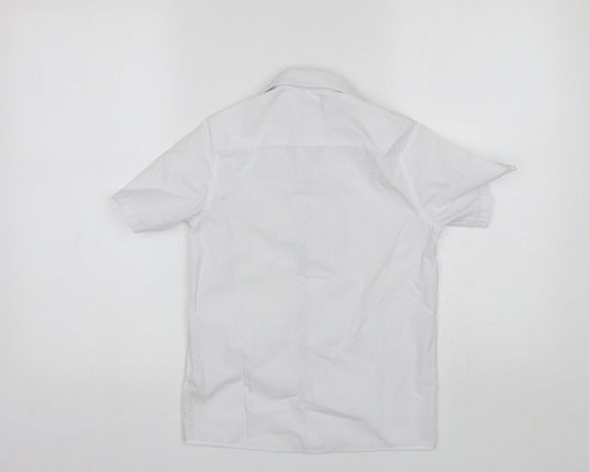 Marks and Spencer Boys White  Polyester Basic Button-Up Size 8-9 Years Collared